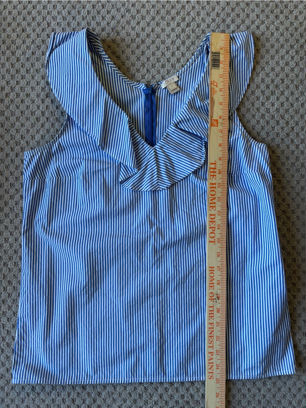 Jcrew Sleeveless Blue Stripe Ruffle V-Neck Top - Picture 4 of 8